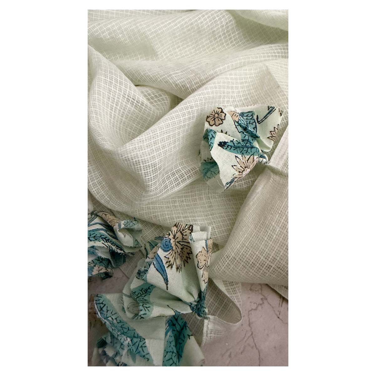 Pastel Green and Blue Hand block Printed Set