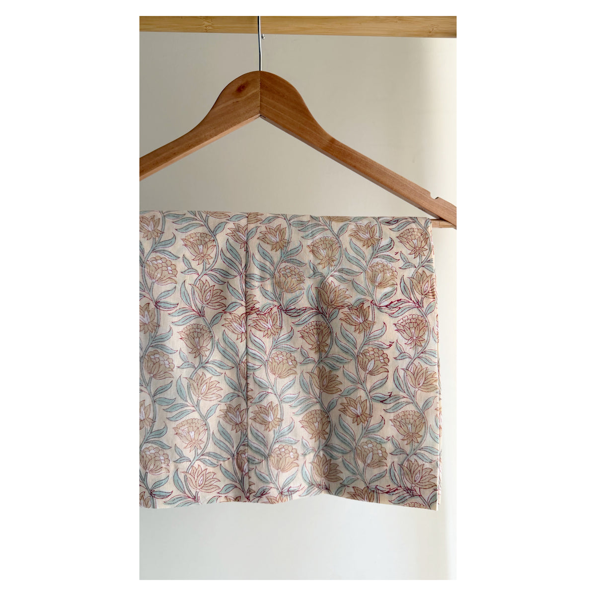 Aqua A-line bell sleeve Set with Handblock Printed wide-leg Pant