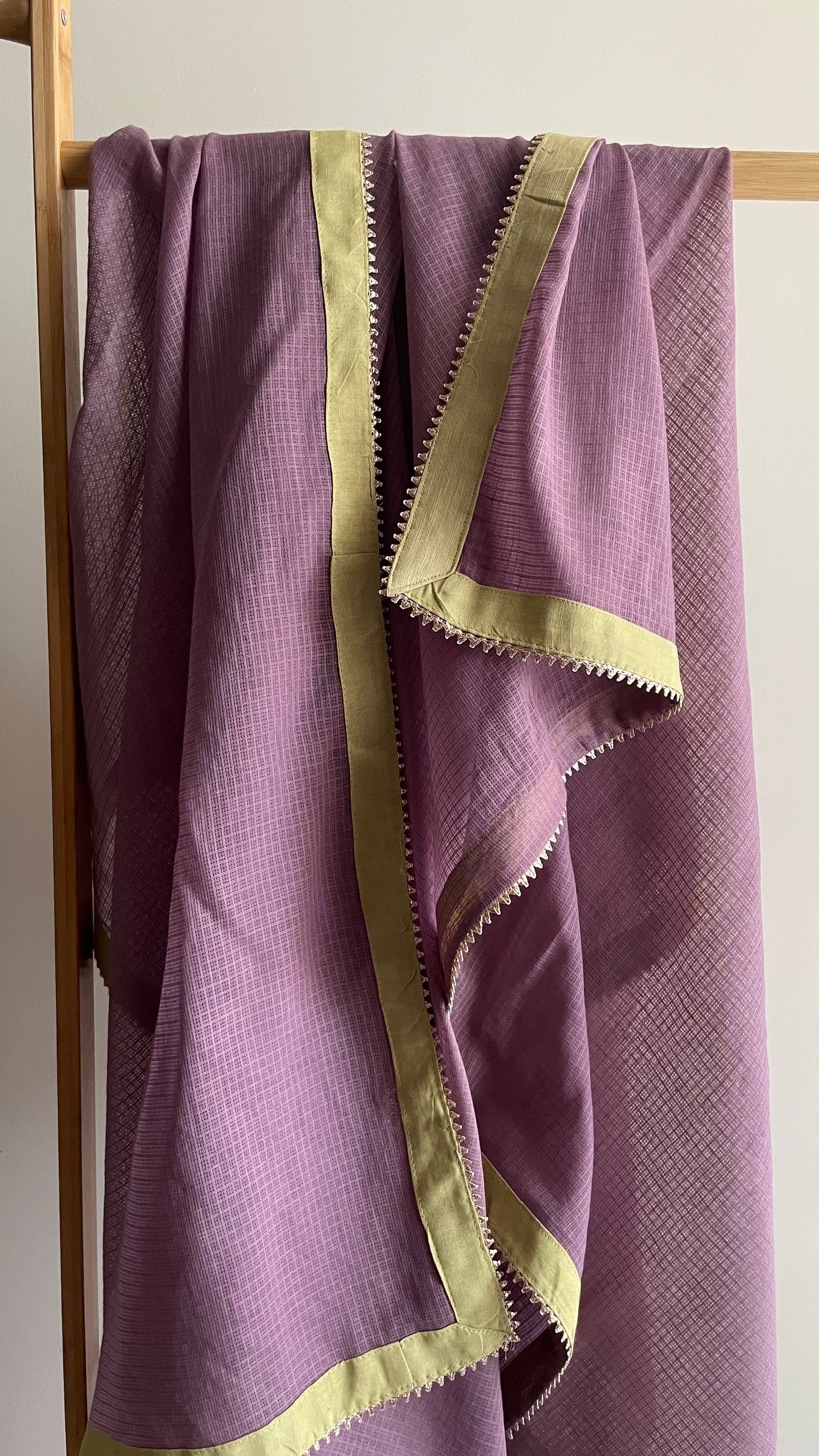 The Sage Green Embroidery Kurta Suit with Lavender dupatta