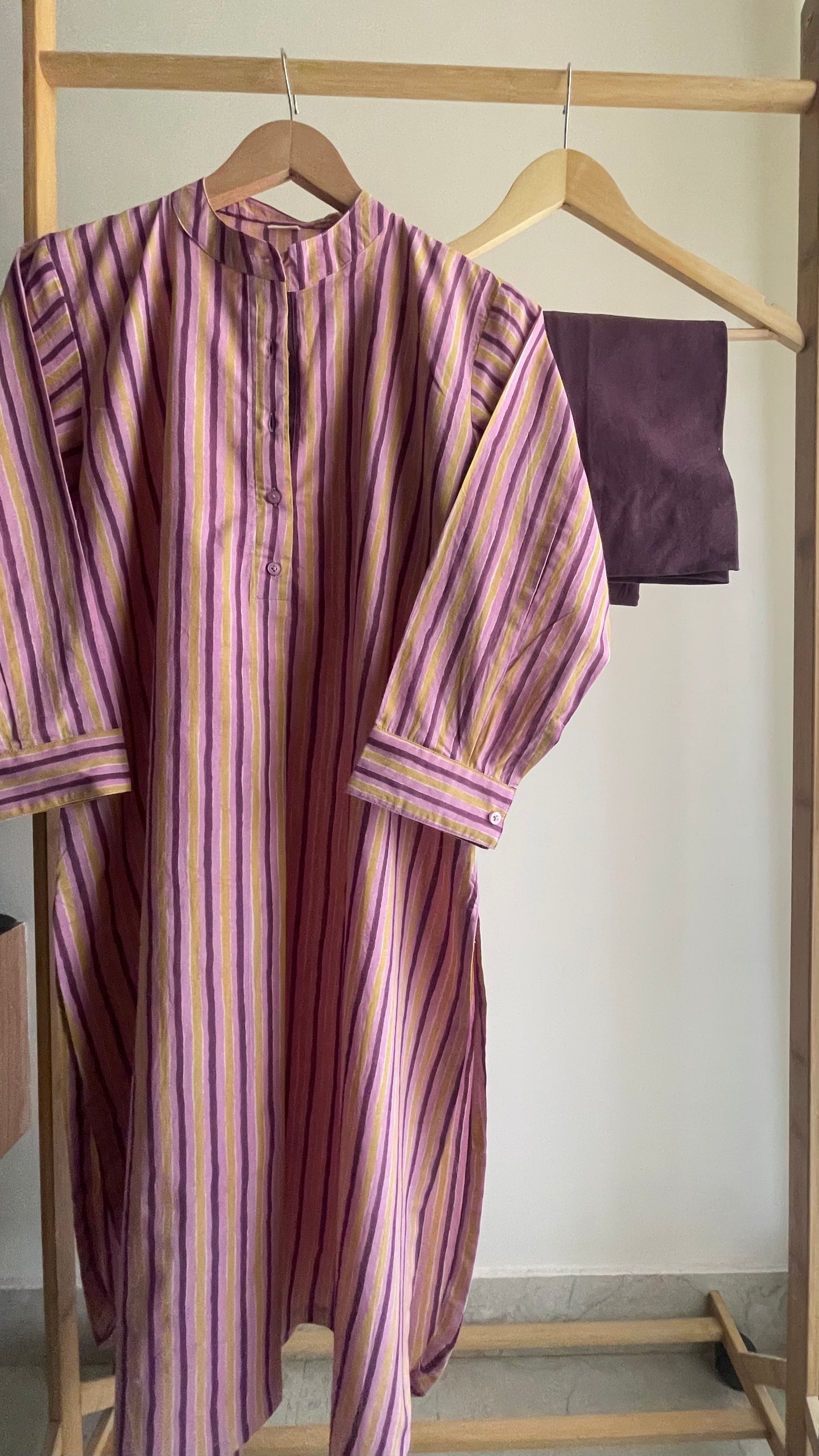 PLUM & MUSTARD STRIPE CO-ORD SET