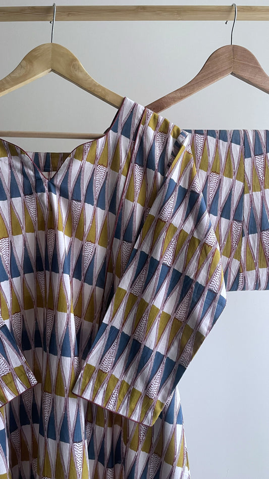 Geomtric Print Cotton A-line Kurta Set