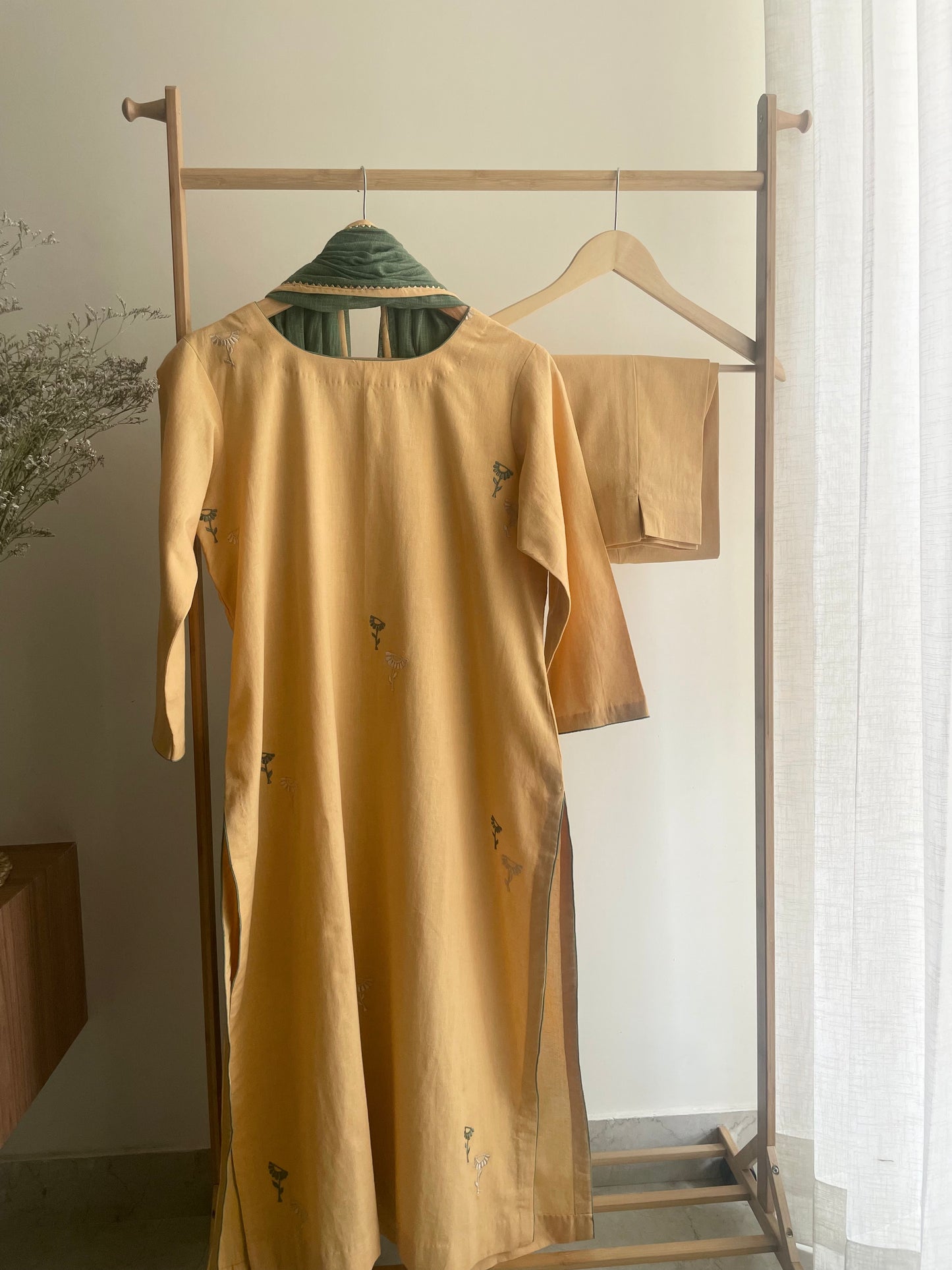 Sun Shine Cotton Embroidered Suit with All-Over Thread Work