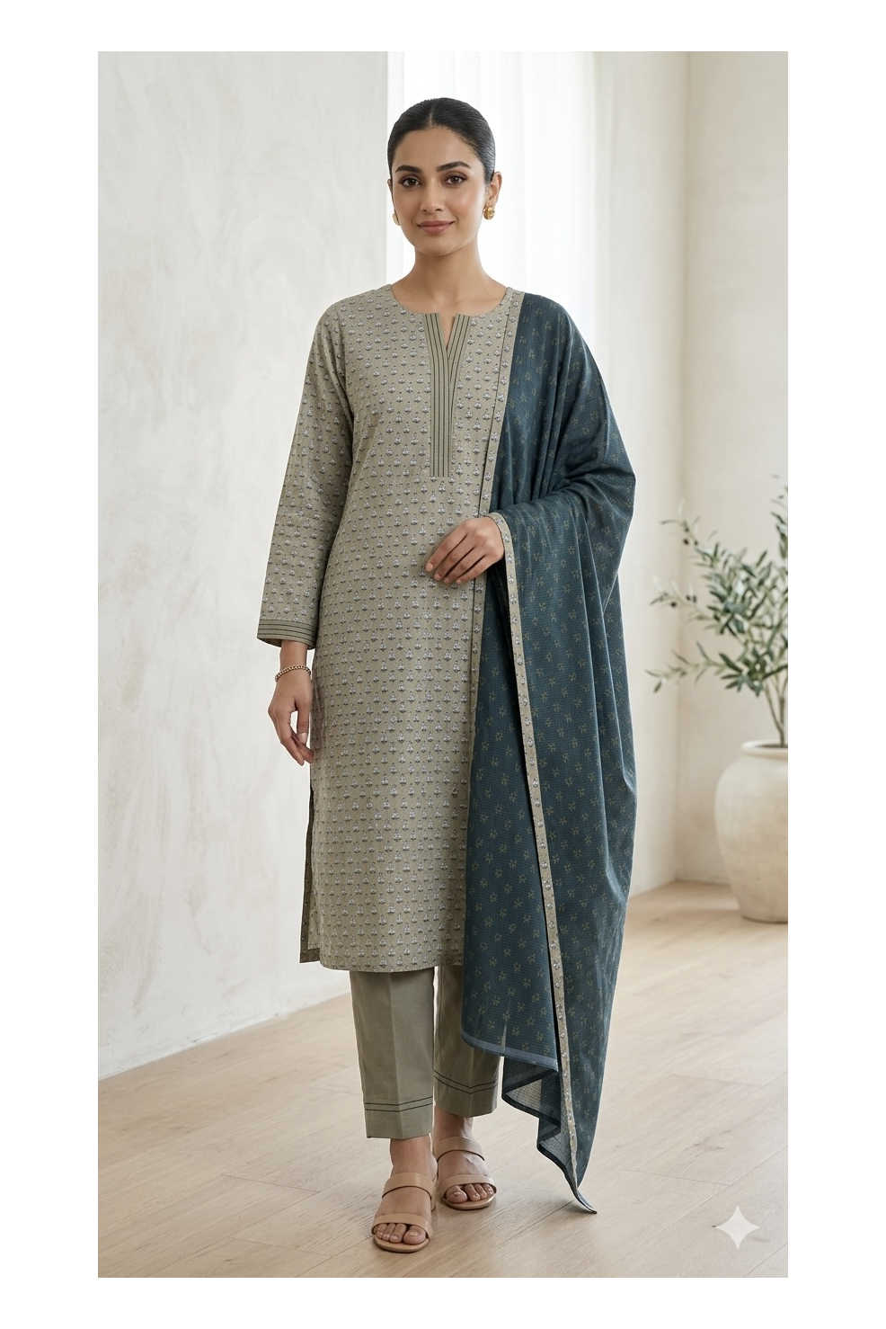 The Indigo Bloom HandBlock-Print Kurta Set