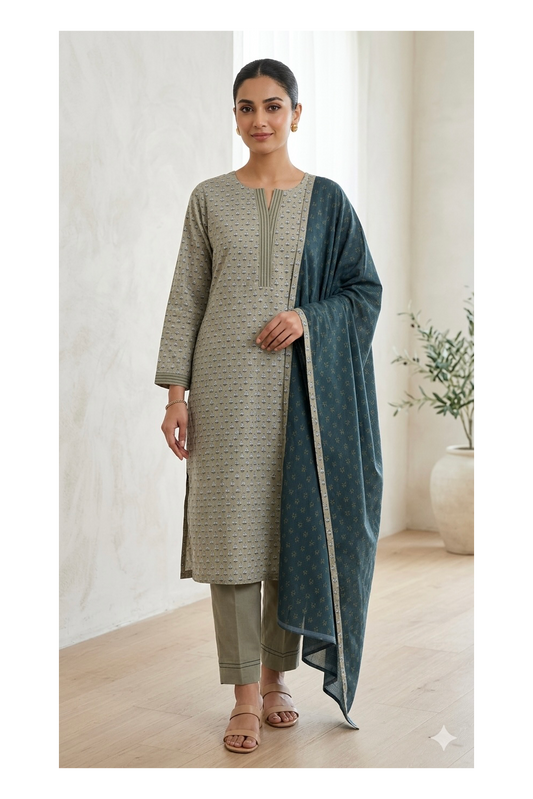 The Indigo Bloom HandBlock-Print Kurta Set