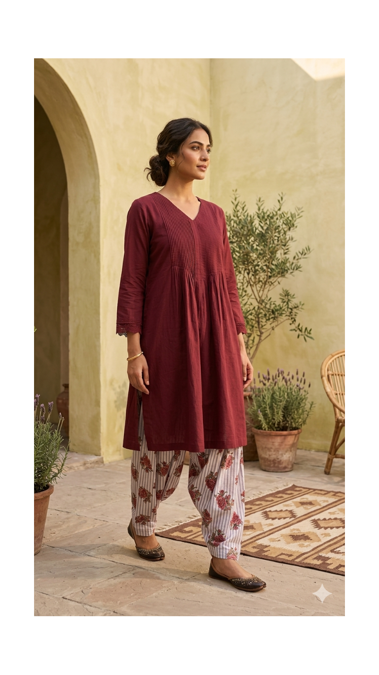 Cranberry Mul Salwar Set