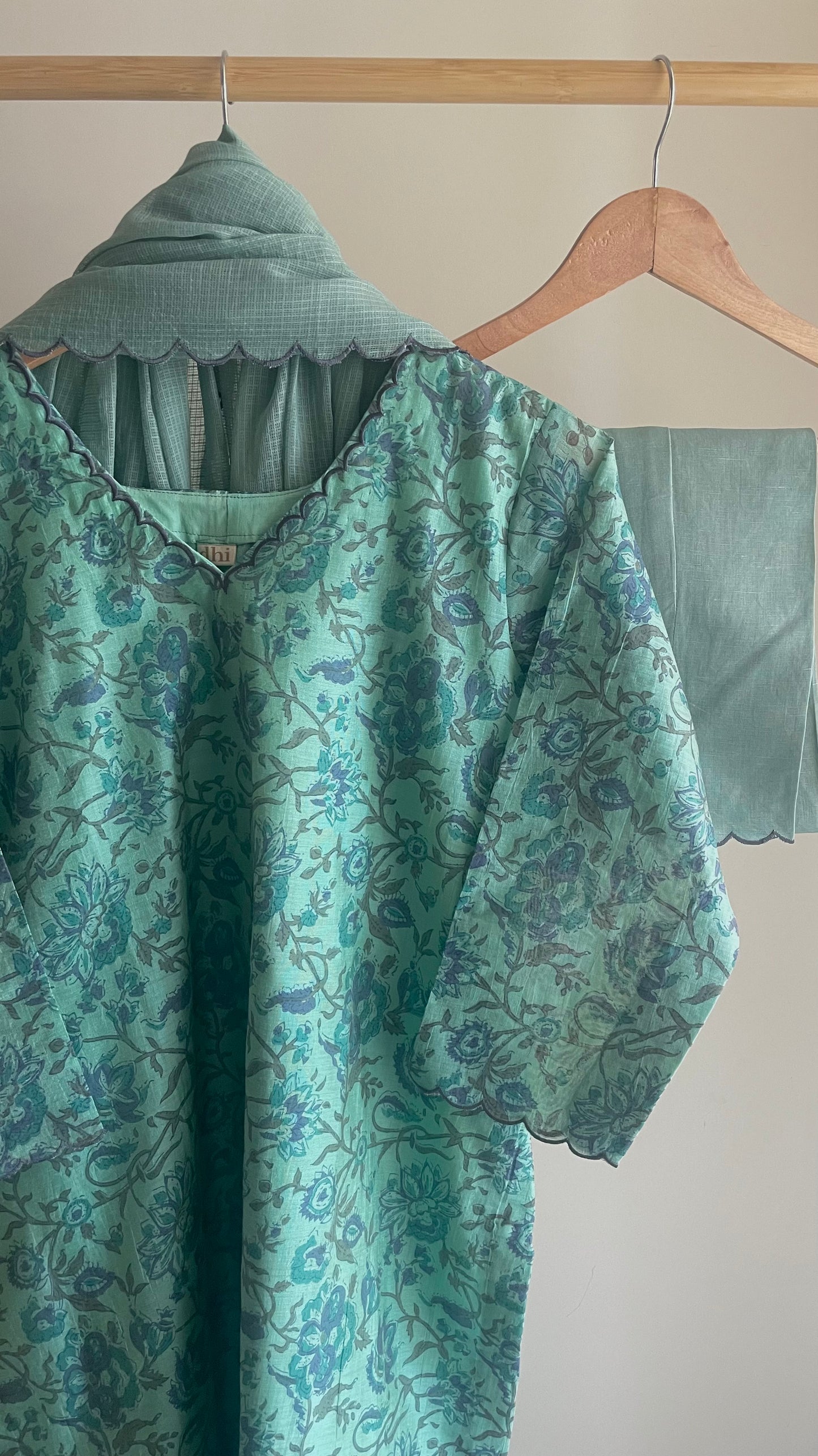 Blue Handblock Printed Chanderi