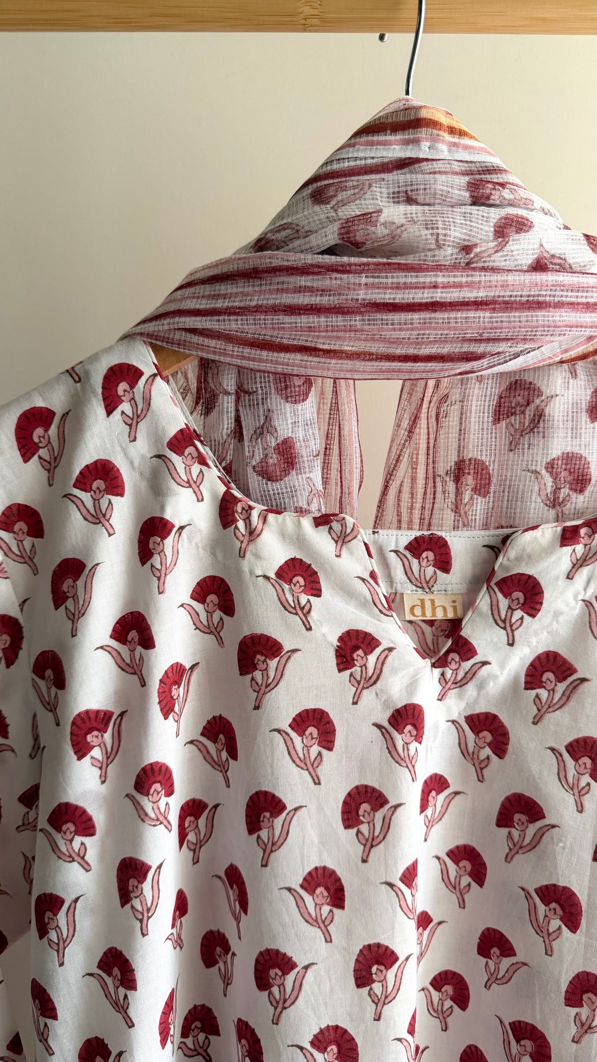 Butti & Red Stripe Hand block Printed Set