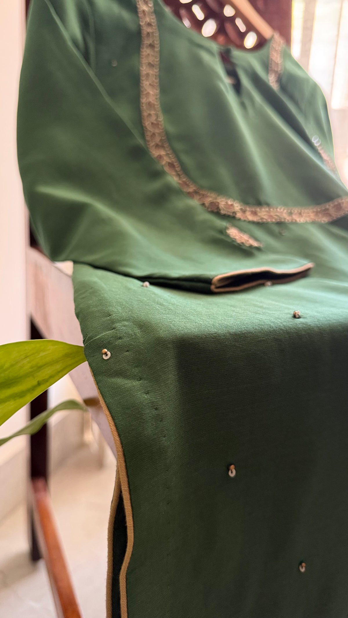 Emerald Green Chanderi Set