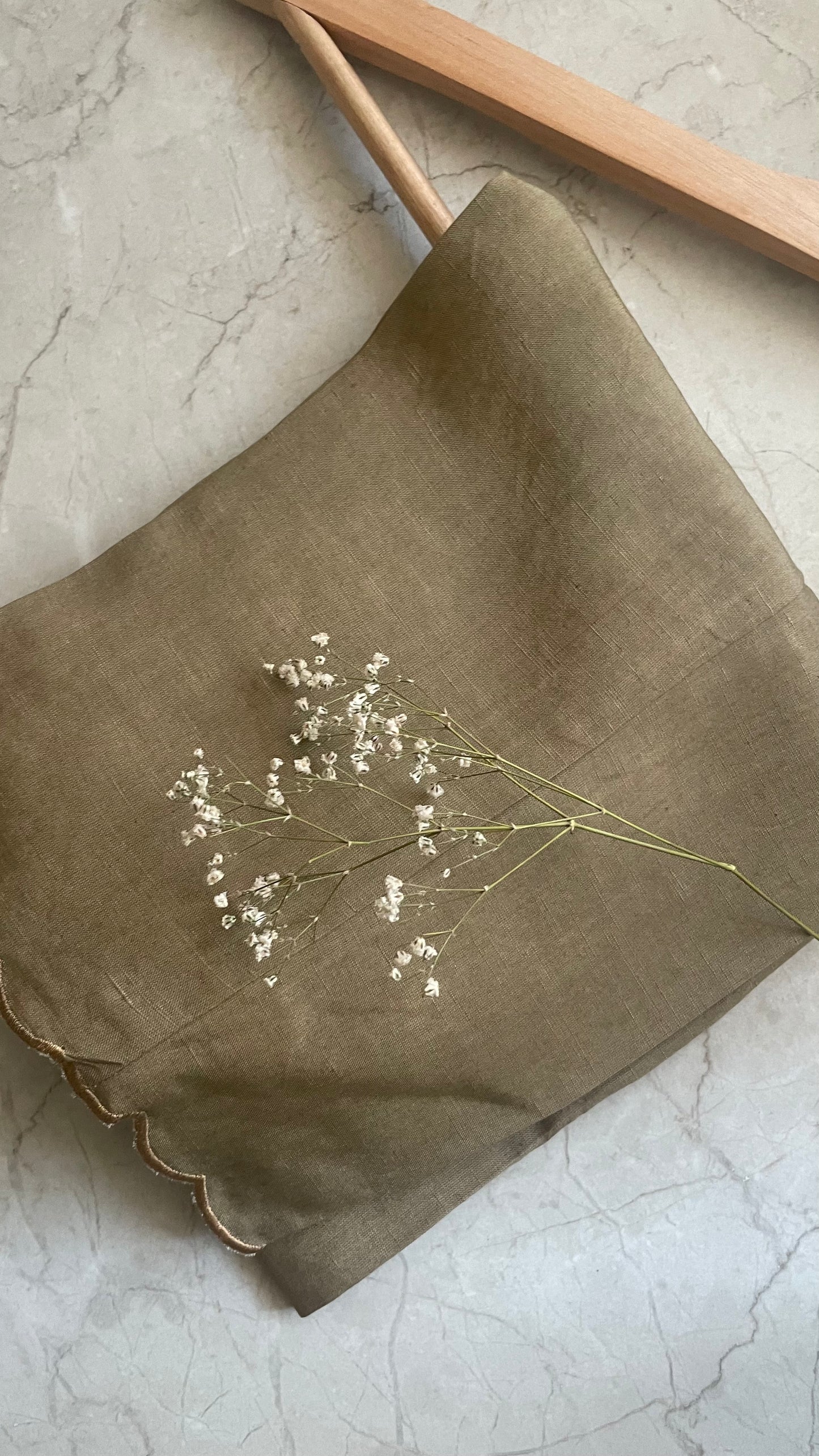 Brown Handblock Printed Chanderi