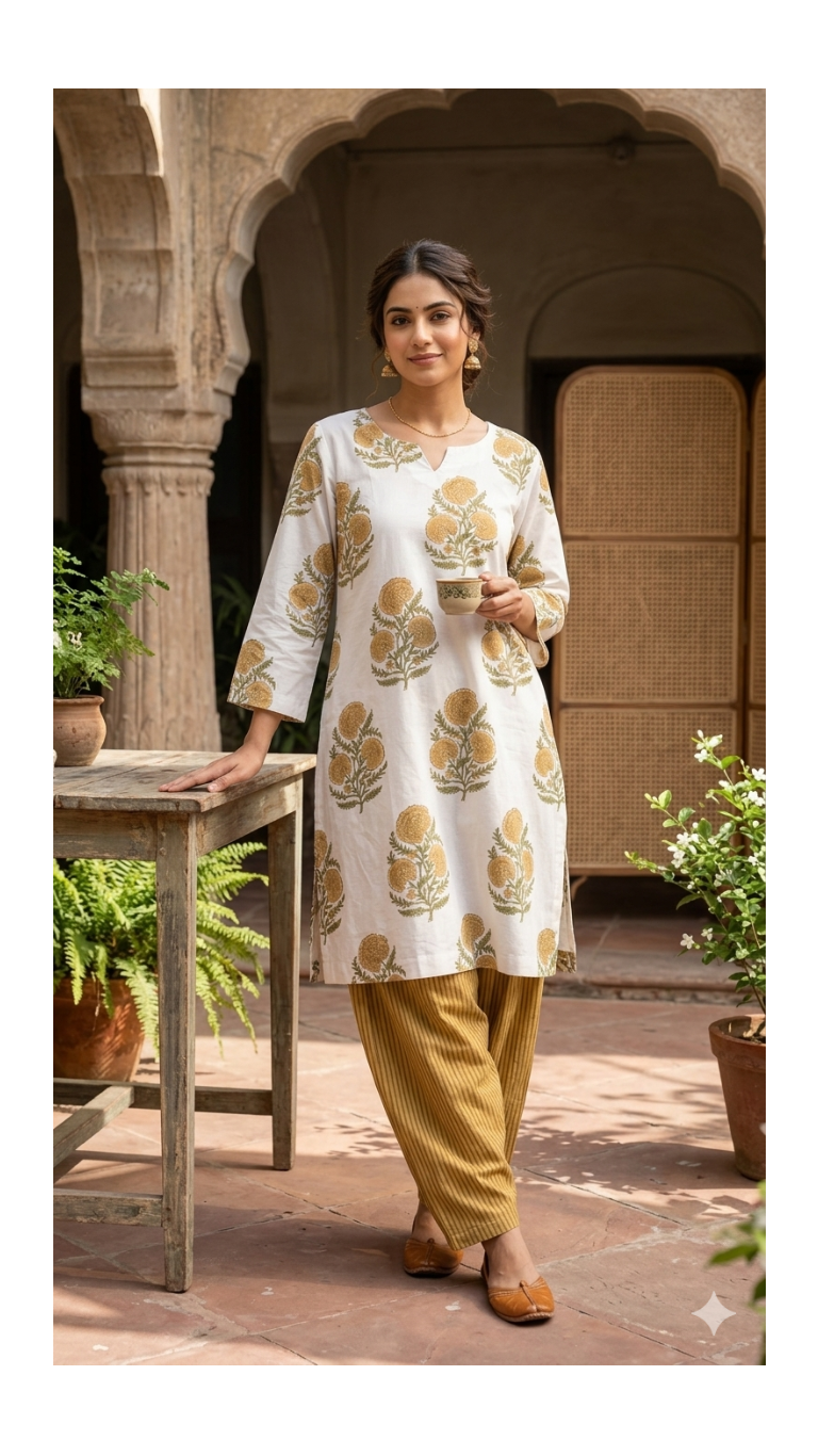 Sunflower Hand block printed Salwar Set