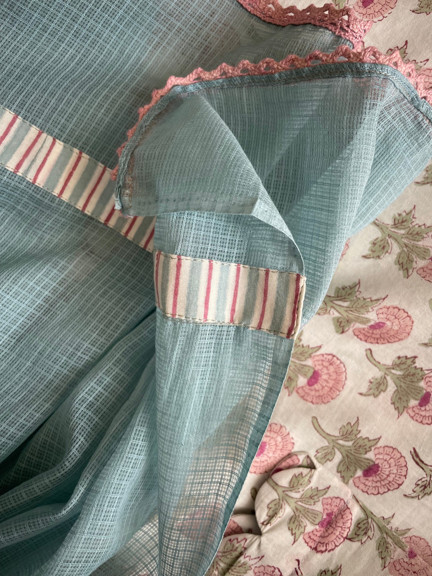 Blossom Blue & Pink Hand-block Printed Suit Set