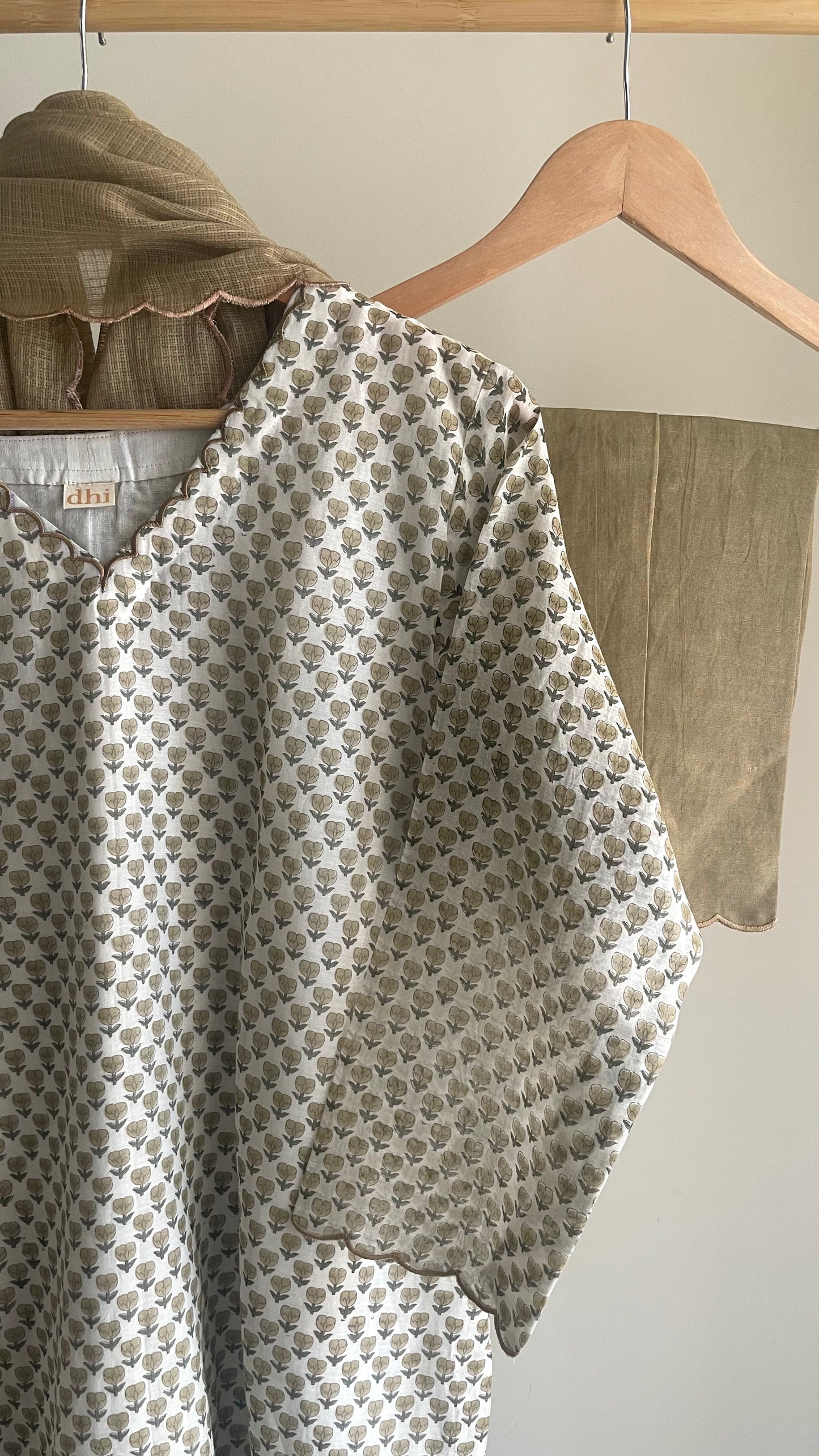 Brown Handblock Printed Chanderi