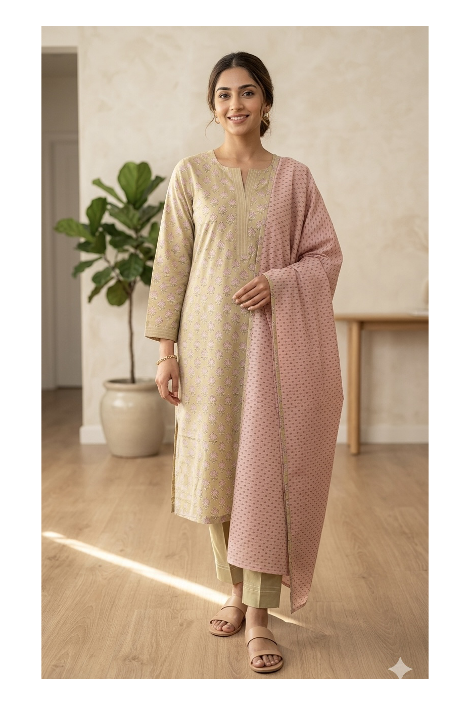 The Gulabi Lotus HandBlock-Print Kurta Set
