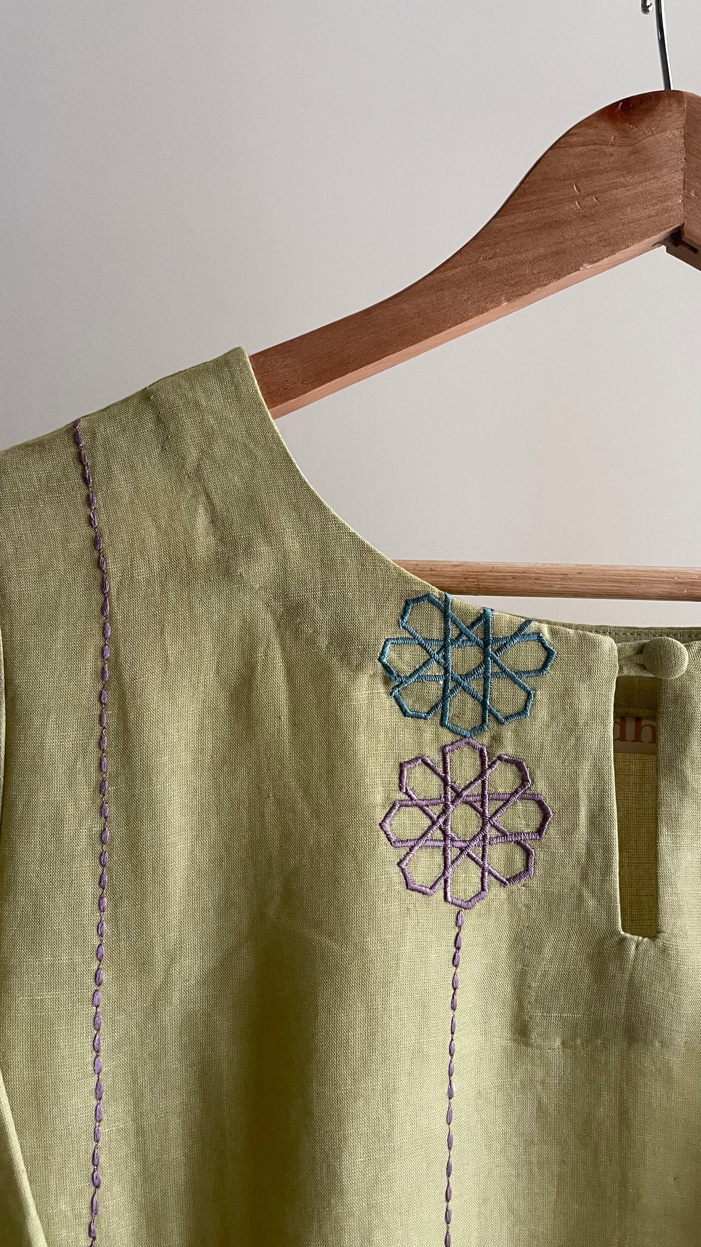 The Sage Green Embroidery Kurta Suit with Lavender dupatta