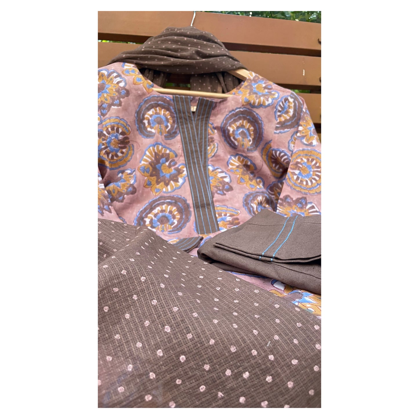 The Dusky Rose & Mocha HandBlock-Print Kurta Set