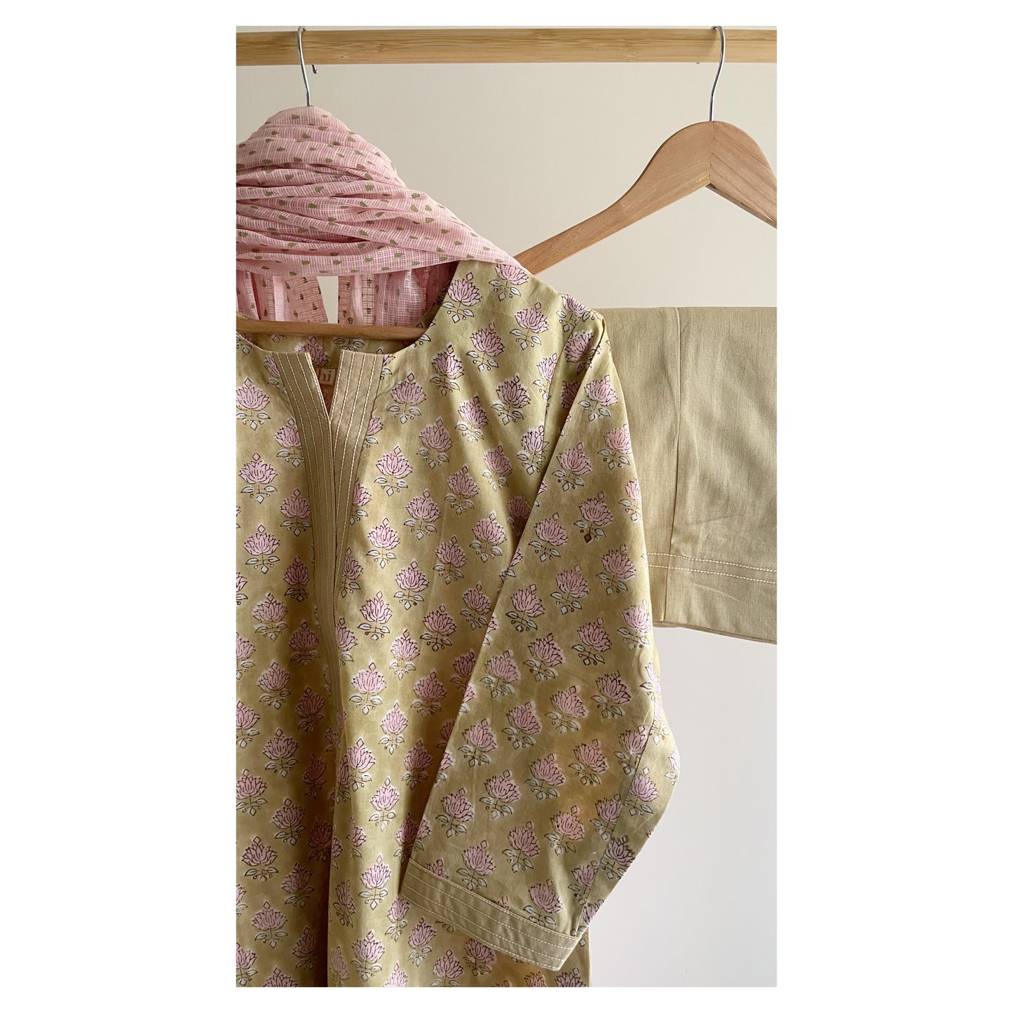 The Gulabi Lotus HandBlock-Print Kurta Set