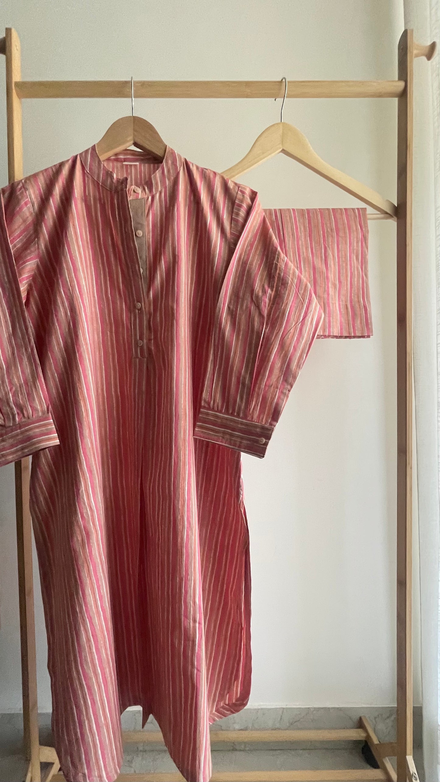 CORAL & TAUPE STRIPE CO-ORD SET