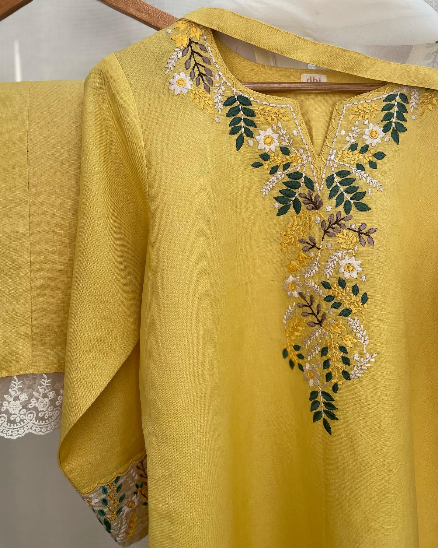 Yellow Floral Embroidered Set