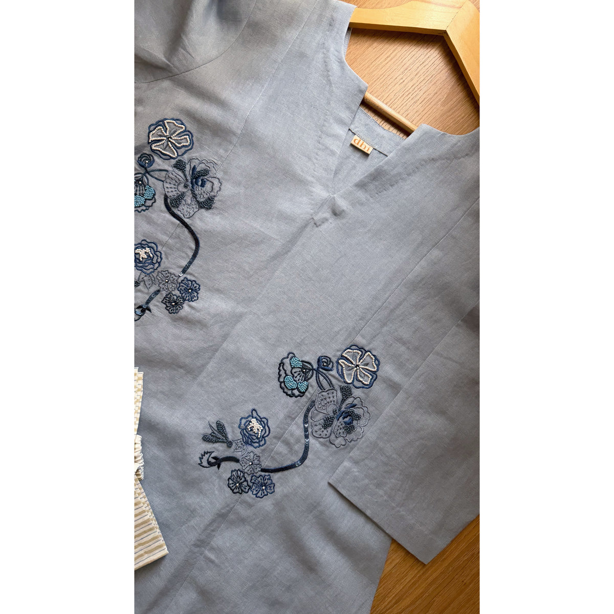 Slate Blue Embroidered Kurta Set