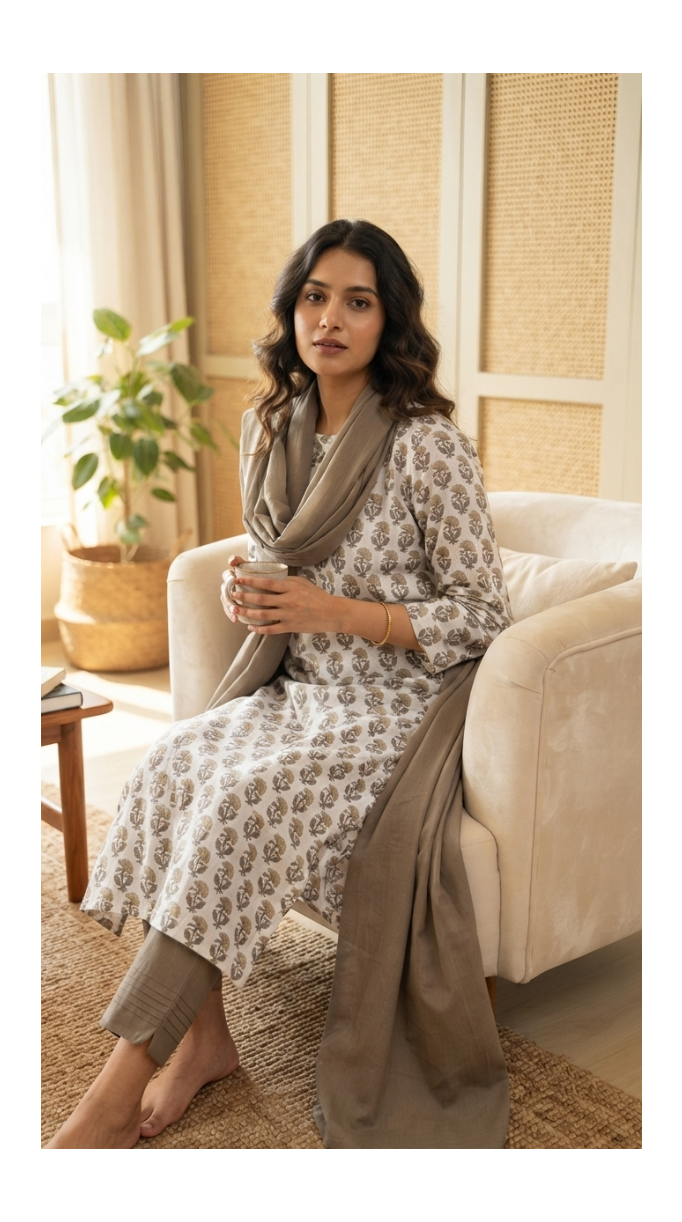 Mocha Butti Hand block Printed Set
