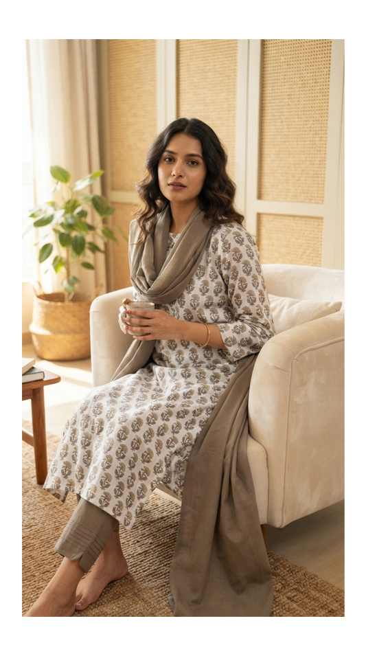 Mocha Butti Hand block Printed Set