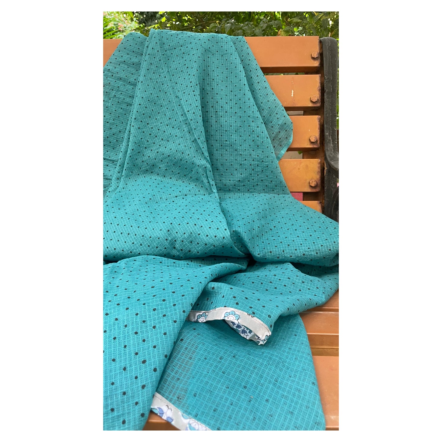 The Grey and Teal Flora HandBlock-Print Kurta Set