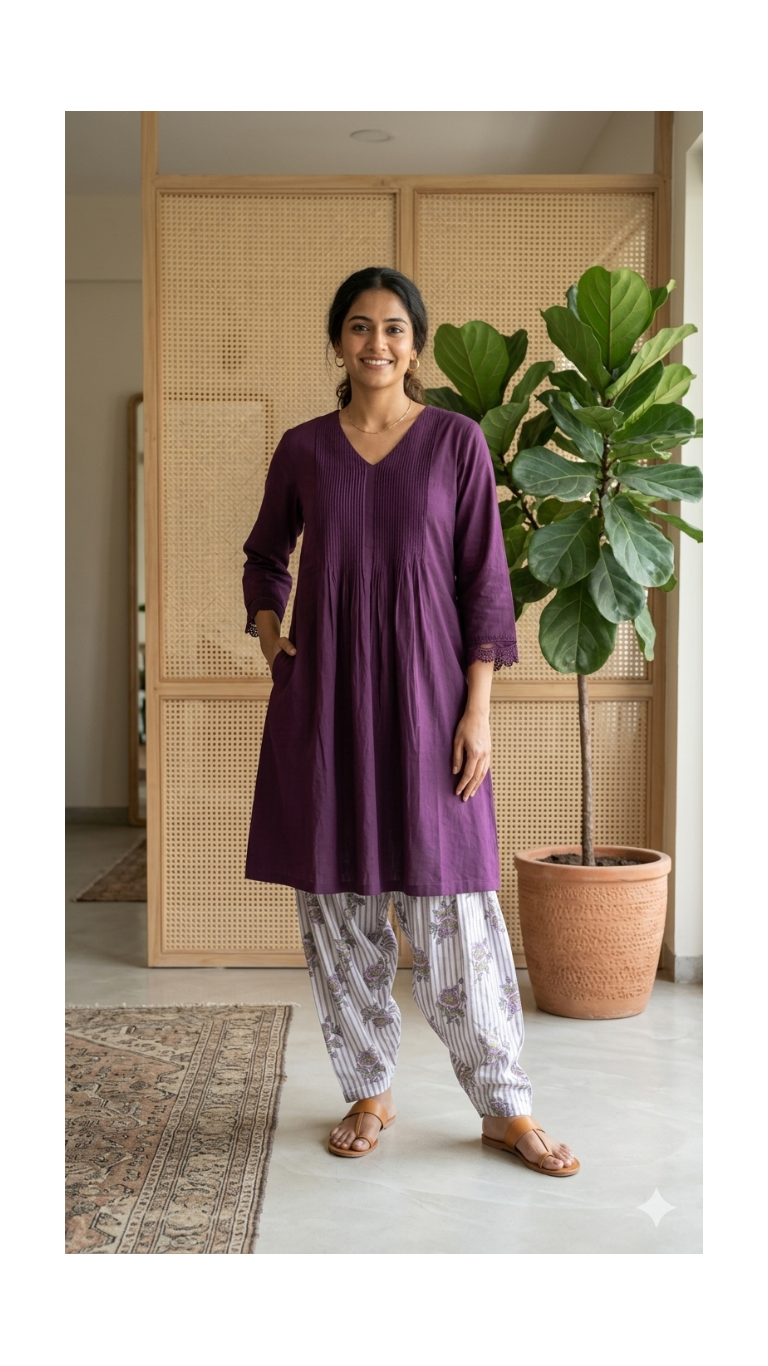 Plum Mul Salwar Set