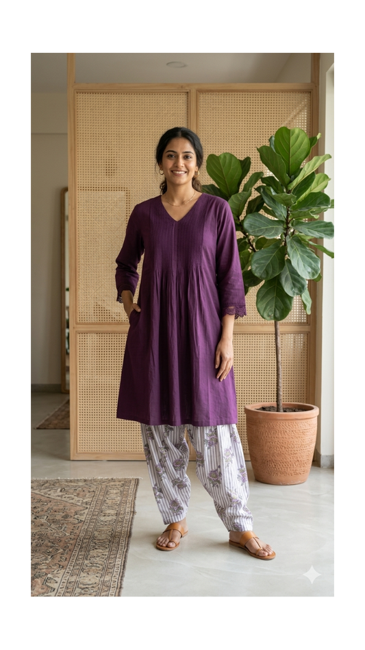 Plum Mul Salwar Set