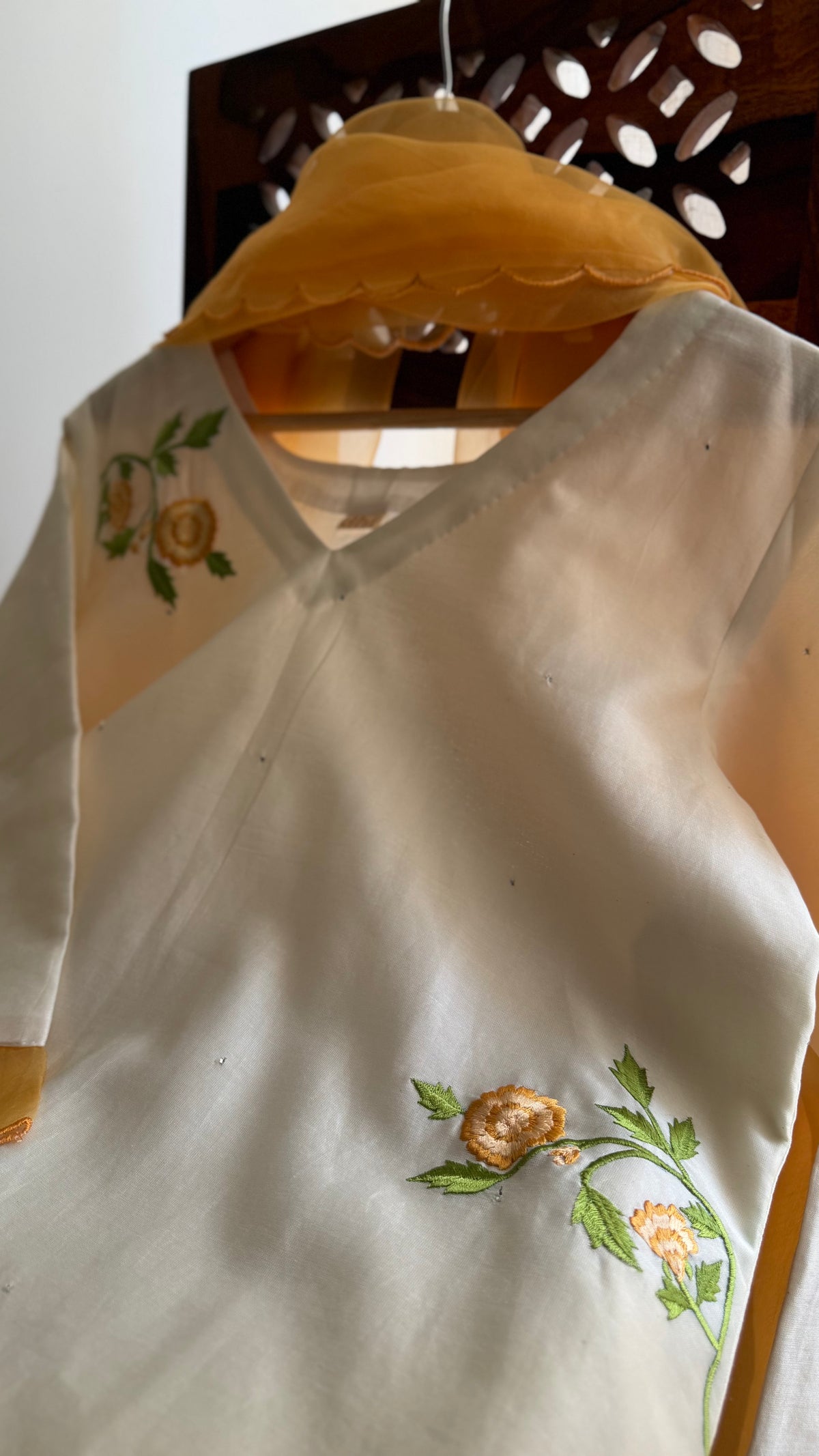 Marigold & Ivory Mukaish Chanderi Kurta Set
