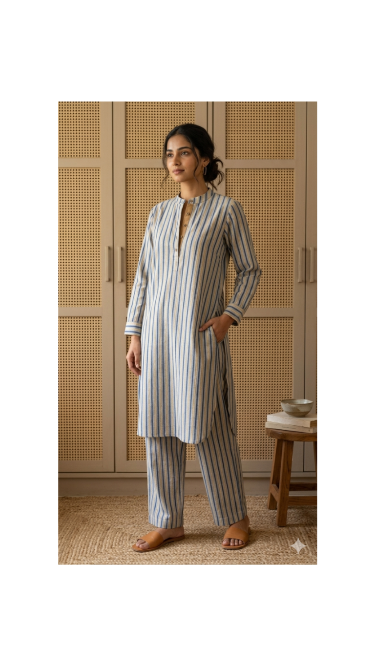 NAVY & MUSTARD STRIPE CO-ORD SET