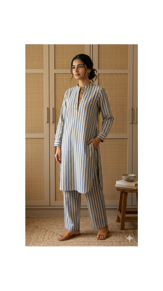 NAVY & MUSTARD STRIPE CO-ORD SET