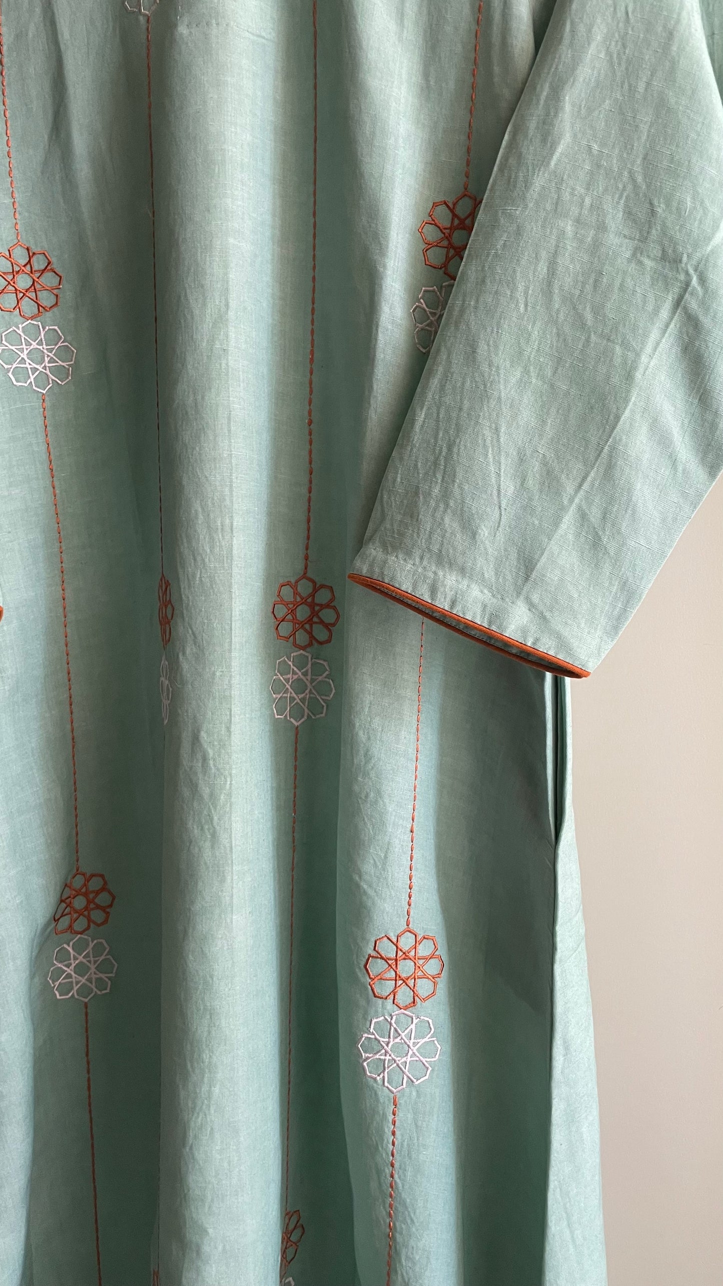 The Mint Embroidery Kurta Suit with Terracotta dupatta