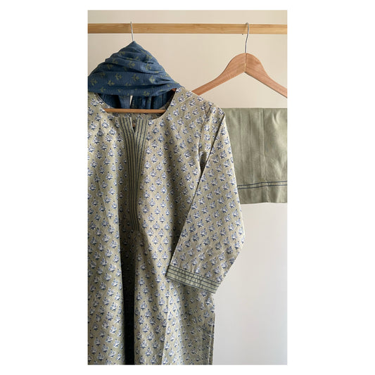 The Indigo Bloom HandBlock-Print Kurta Set