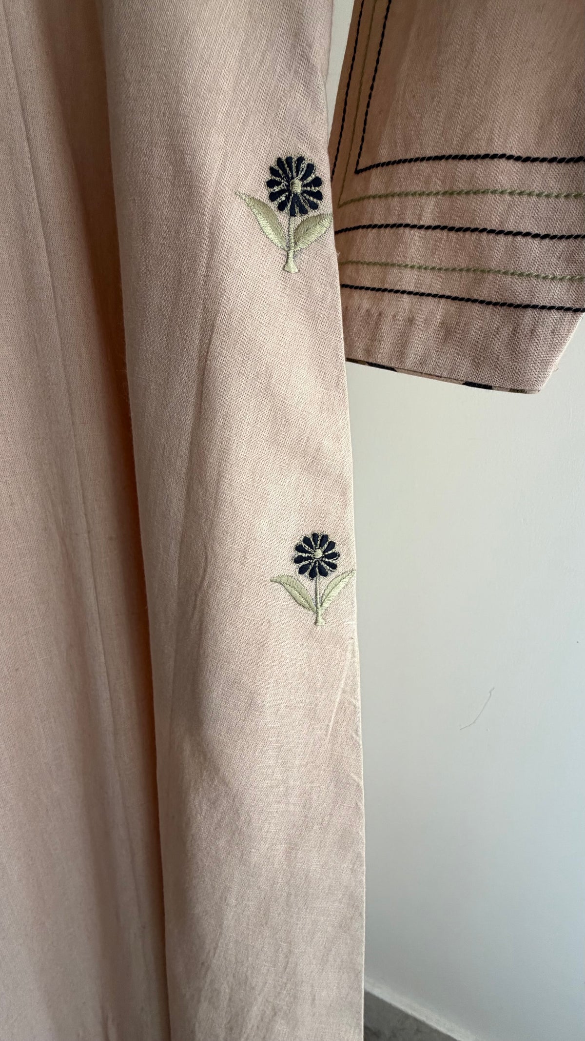 Beige & Black A-line with Handblock Printed Pant Set
