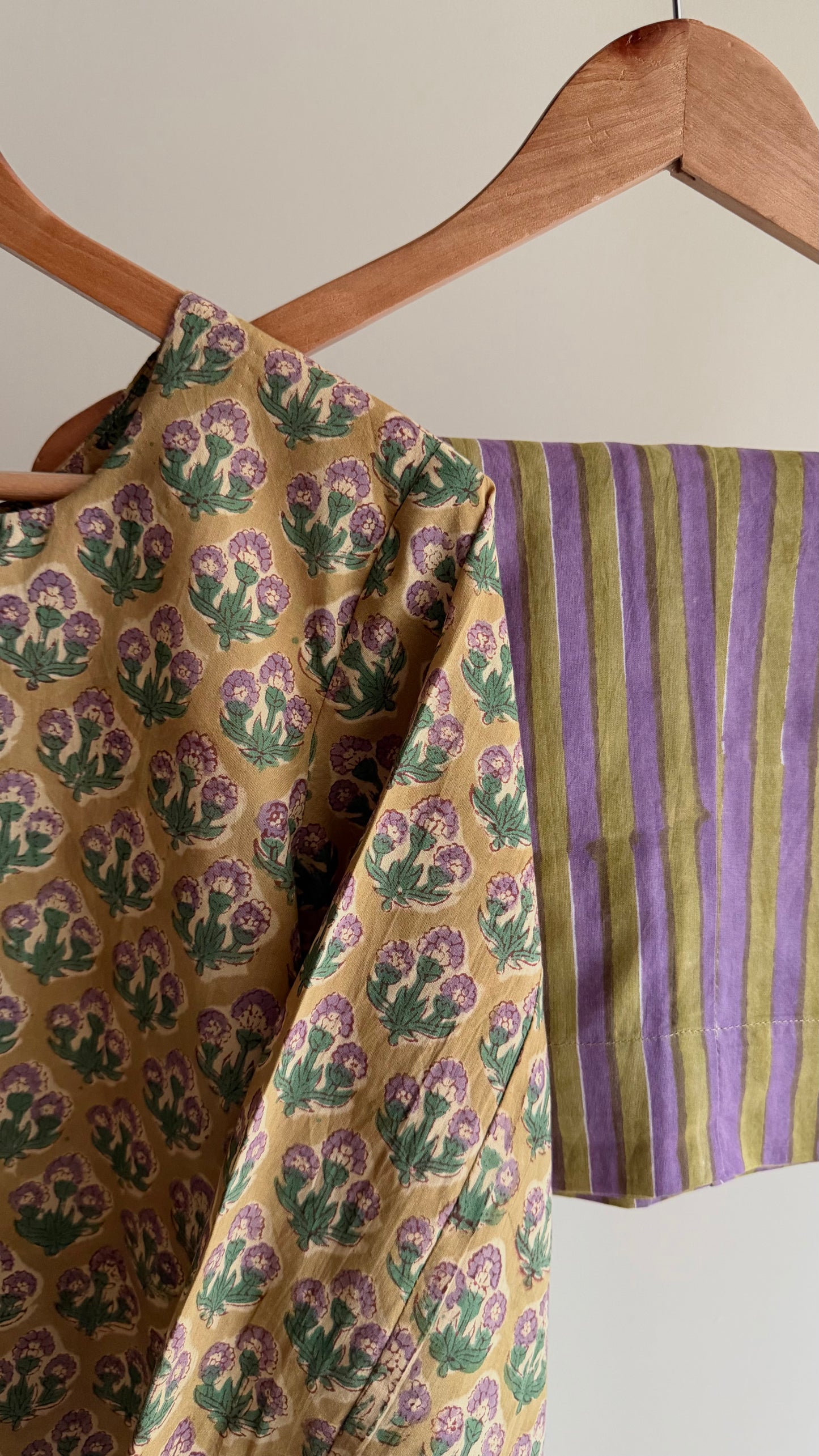 Butti & Purple Stripe Hand block Printed Set