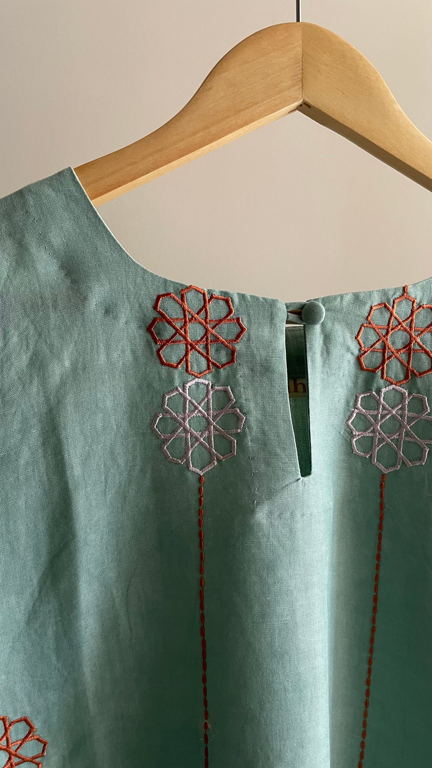 The Mint Embroidery Kurta Suit with Terracotta dupatta