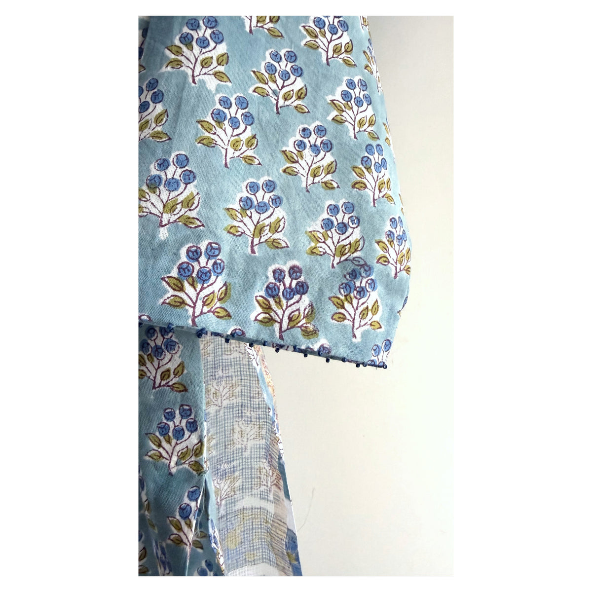 Blue Butti & Blue Stripe Hand block Printed Set