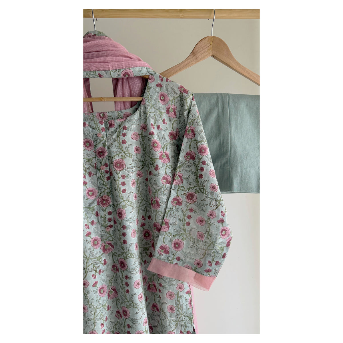 Multicolor Pastel Jaal Hand-Block Printed Set