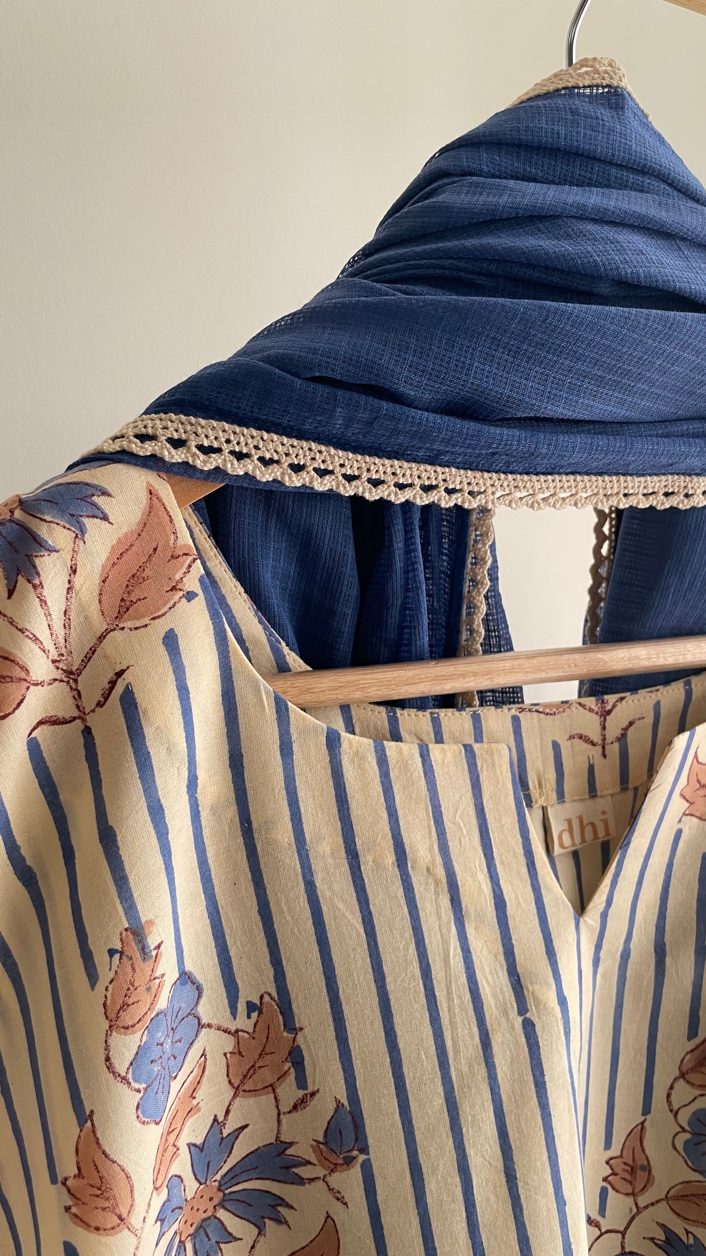 Indigo & Cream Hand-Block Printed Suit Set