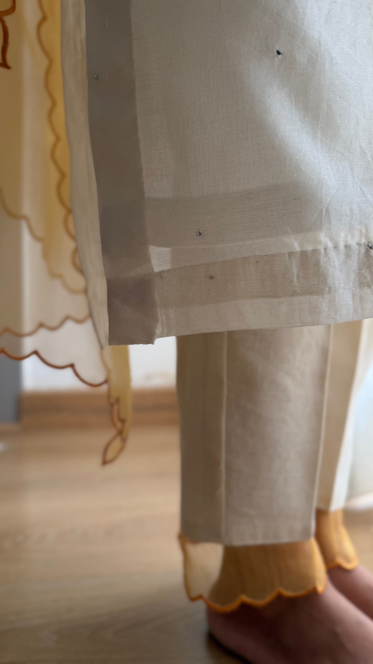 Marigold & Ivory Mukaish Chanderi Kurta Set