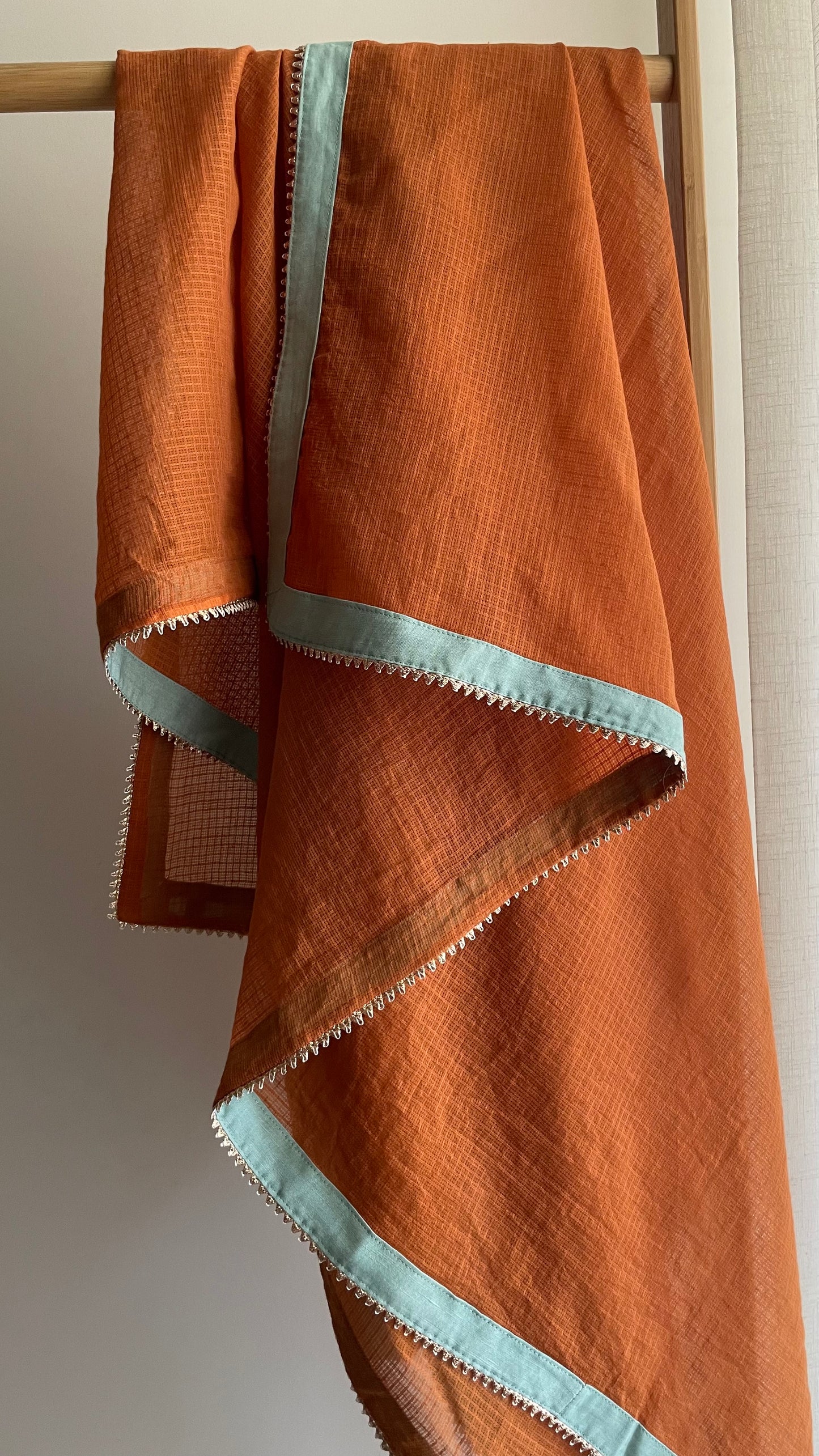 The Mint Embroidery Kurta Suit with Terracotta dupatta