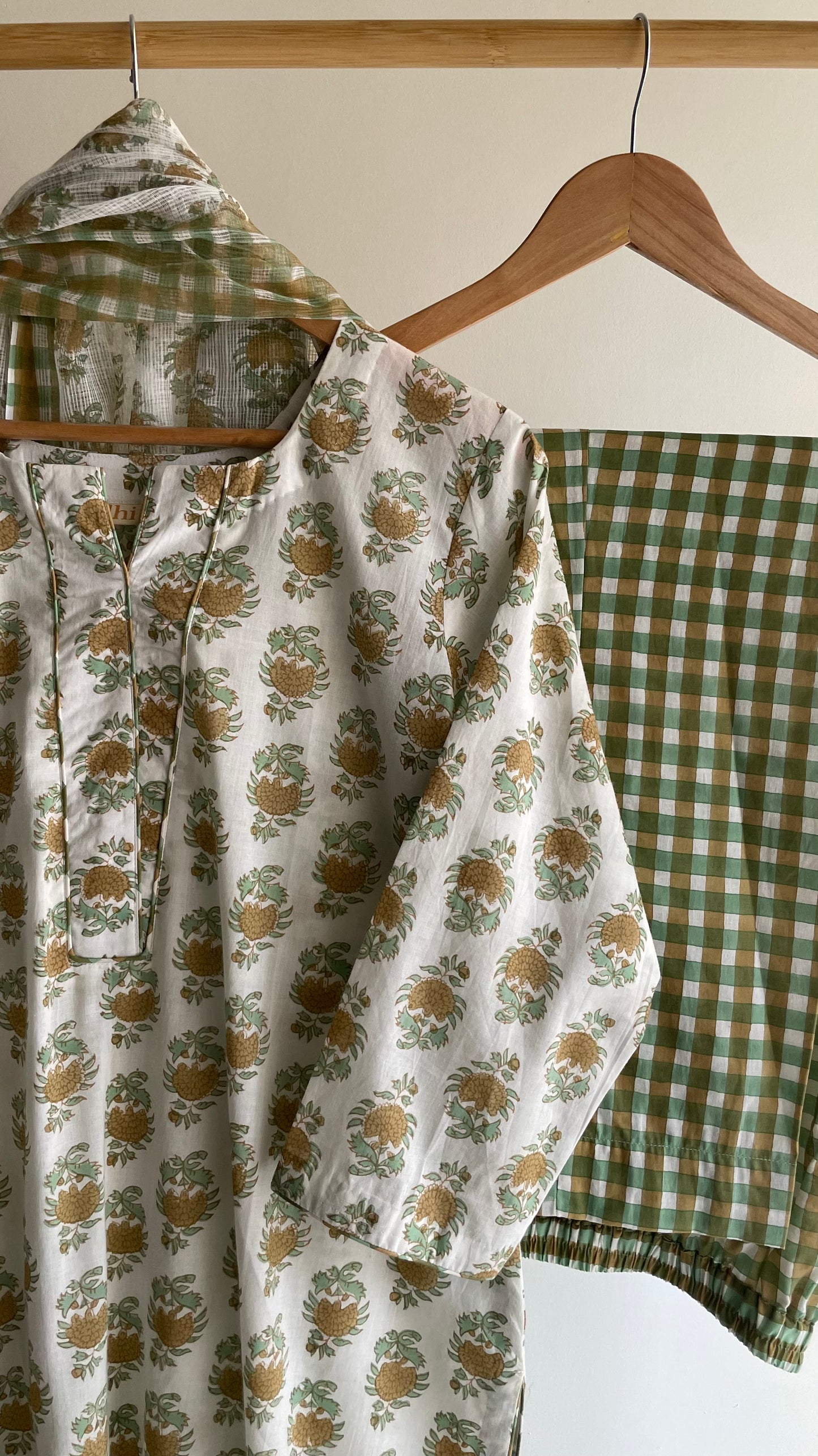 Butti & Check Hand block Printed Set