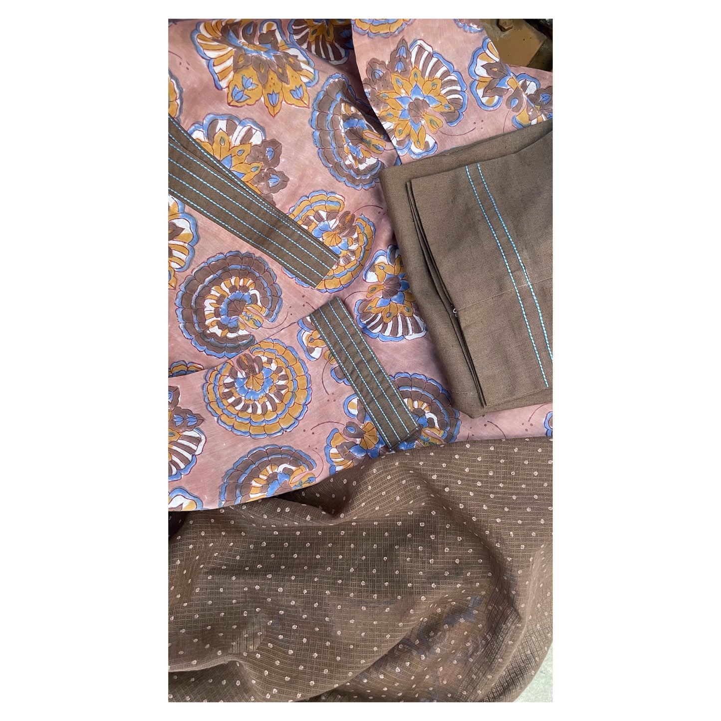 The Dusky Rose & Mocha HandBlock-Print Kurta Set