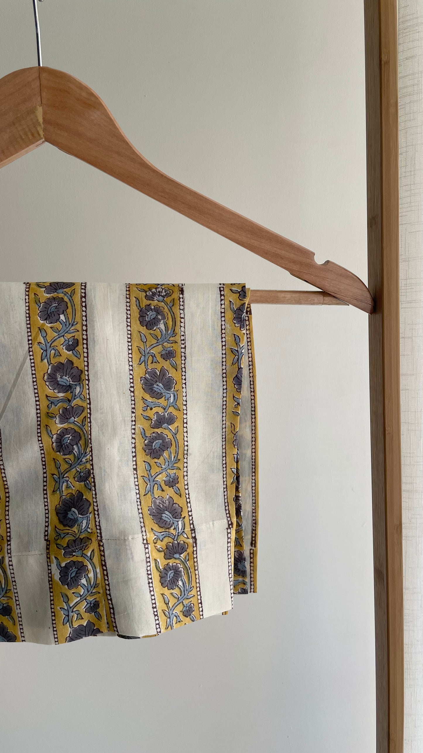Mustard Yellow Hand-Block Printed Cotton Kurta Set with Slate Blue Dupatta