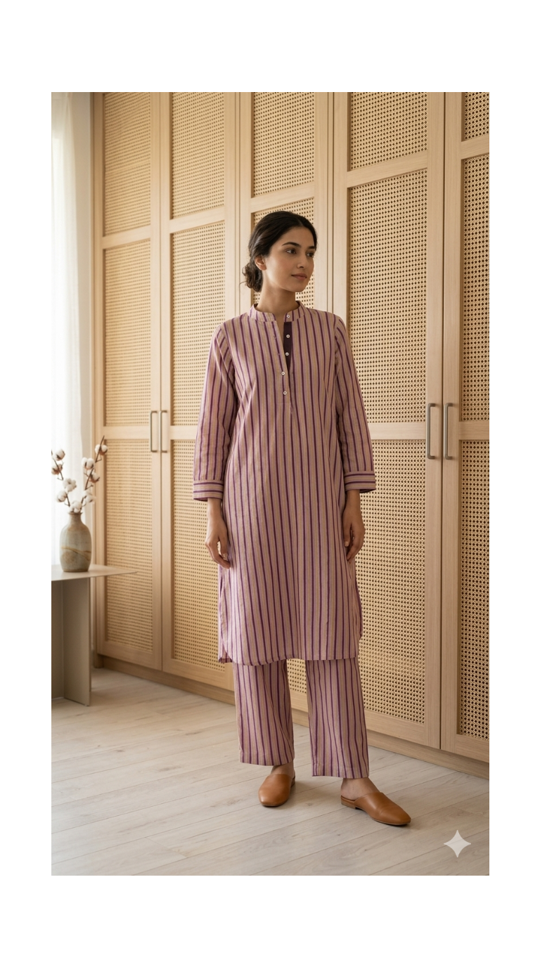 PLUM & MUSTARD STRIPE CO-ORD SET