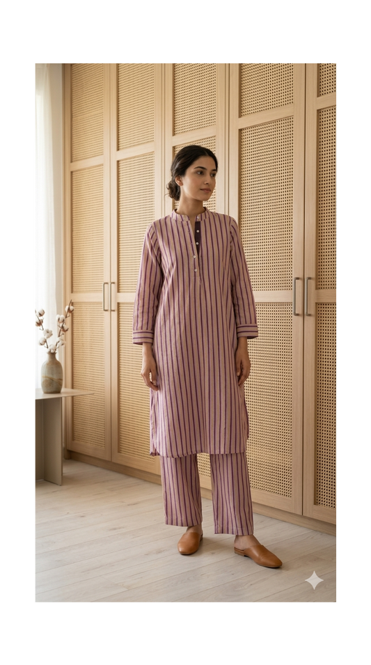 PLUM & MUSTARD STRIPE CO-ORD SET