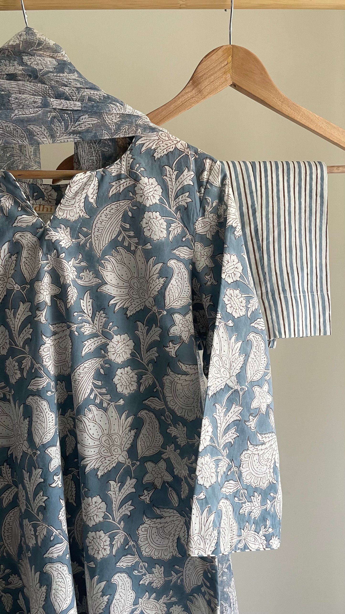Butti & Stripe Hand block Printed Set