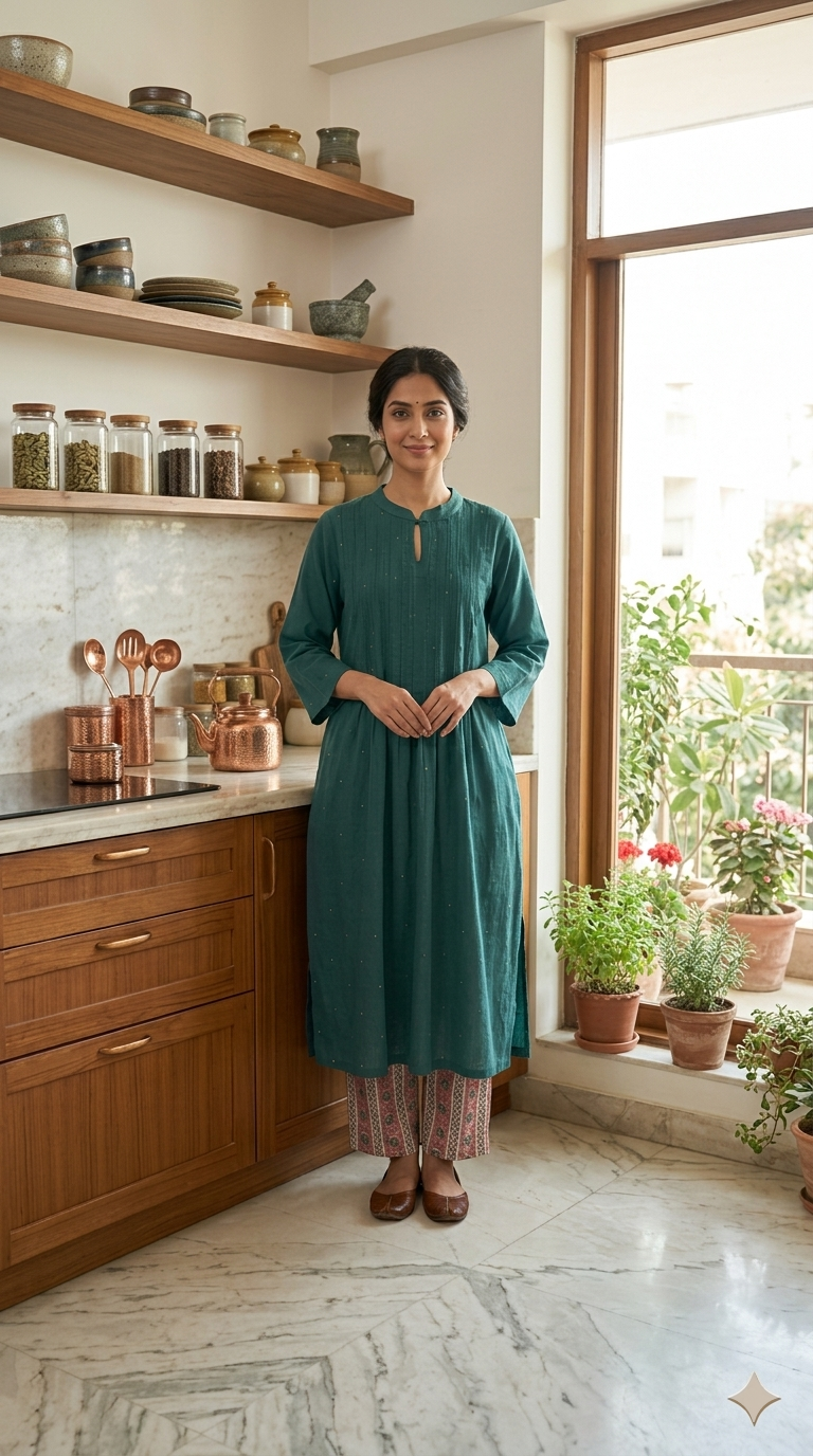 Teal Mul Mukaish Set
