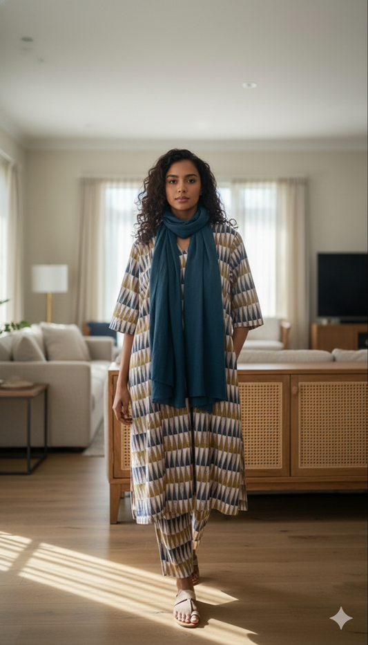 Geomtric Print Cotton A-line Kurta Set