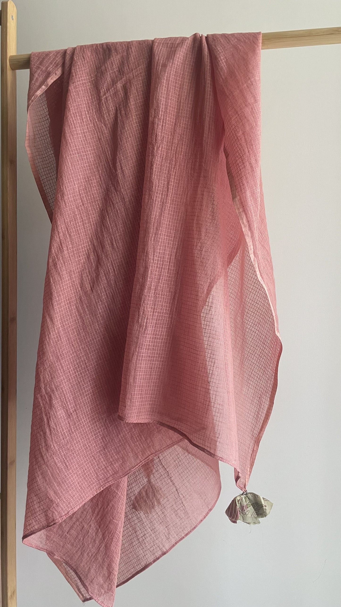 Dusty Pink Floral Cotton Linen A-line Kurta Set